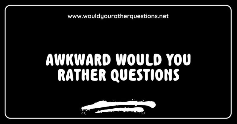 Funny image of a group of friends laughing while discussing awkward 'Would You Rather' questions, such as 'Would you rather always have to say everything on your mind or never speak again?' and 'Would you rather have to wear clown shoes every day or a clown wig?' Perfect for sparking conversation