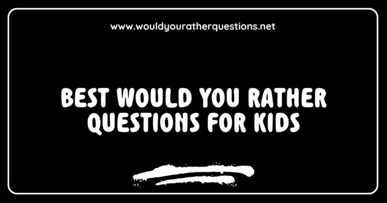 Alt text: Engaging image featuring kids enjoying a fun game of 'Would You Rather' with a list of the best Would You Rather questions for kids, including scenarios like choosing between flying or invisibility, having a pet dinosaur or a pet dragon, and eating chocolate every day or pizza every day