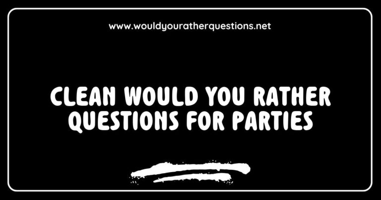 Alt text: A vibrant party scene featuring friends laughing and engaging in a fun game of 'Clean Would You Rather' questions, showcasing ideas like 'Would you rather have a pet dinosaur or a pet dragon?' and 'Would you rather only eat pizza for a month or only eat ice cream for a