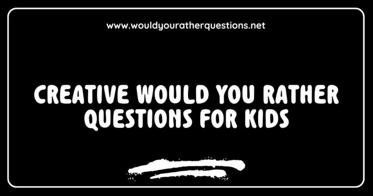 Alt text: Colorful illustration featuring a fun game of 'Would You Rather' questions for kids, showcasing imaginative scenarios like 'Would you rather have the ability to fly or be invisible?' and 'Would you rather eat ice cream for dinner or have candy for breakfast?' Perfect for sparking creativity and