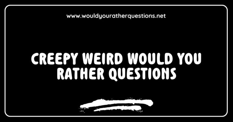 An eerie illustration depicting a thought-provoking 'Would You Rather' scenario featuring creepy and weird questions, such as 'Would you rather spend a night in a haunted house or be trapped in a creepy forest?' The image captures the unsettling atmosphere of bizarre dilemmas, perfect for engaging discussions and fun game nights