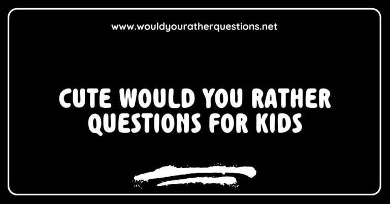 Colorful illustration featuring a fun 'Would You Rather' game for kids, showcasing cute questions like 'Would you rather have a pet unicorn or a pet dragon?' and 'Would you rather eat ice cream every day or pizza every day?' Perfect for family gatherings, parties, and playdates, this