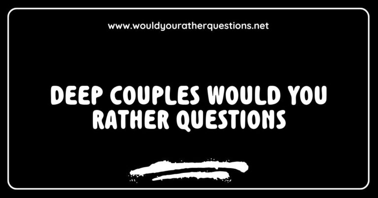 Couple sitting together with a thoughtful expression, engaging in deep conversation about 'Would You Rather' questions for couples. Image highlights a cozy setting as they explore meaningful prompts like 'Would you rather travel the world together or have a home in your dream location?' and 'Would you rather share your biggest