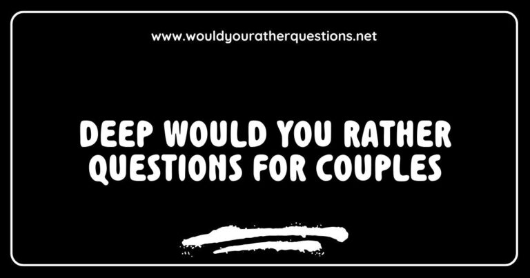 Engaging image featuring a couple sitting together, pondering deep 'Would You Rather' questions for couples, such as 'Would you rather travel the world together or buy a house?' and 'Would you rather share your most embarrassing moment or your biggest fear?' This creative visual captures the essence of meaningful conversations