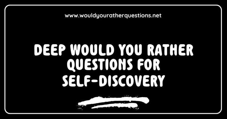 An engaging image depicting a thoughtful person contemplating deep 'Would You Rather' questions for self-discovery, such as choosing between traveling back in time or seeing the future. The scene reflects introspection and personal growth, highlighting the importance of deep conversations in understanding oneself through challenging choices.