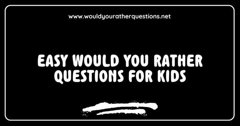 Colorful image featuring a group of children joyfully discussing easy 'Would You Rather' questions for kids, such as 'Would you rather have the ability to fly or be invisible?' and 'Would you rather eat ice cream or cake every day?' This engaging visual captures the fun of family game nights