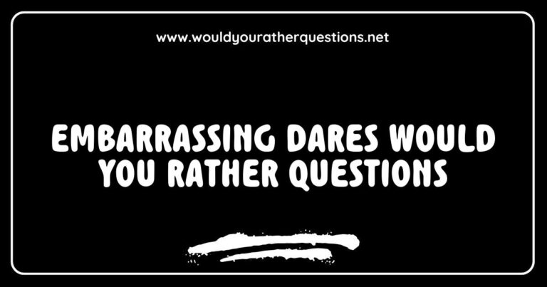 Group of friends laughing while playing 'Would You Rather' with embarrassing dares, featuring questions like 'Would you rather wear silly costumes in public or sing in front of strangers?' and 'Would you rather reveal your most embarrassing moment or eat something gross?' This fun game sparks hilarious conversations and unforgettable memories