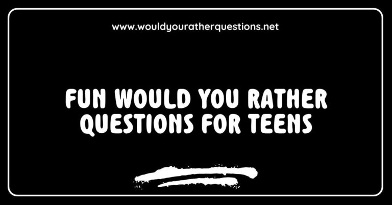 Group of teenagers laughing while playing a fun 'Would You Rather' game, featuring questions like 'Would you rather have the ability to fly or be invisible?' and 'Would you rather travel to the past or the future?'. This engaging activity encourages creativity and conversation among friends, making it perfect for