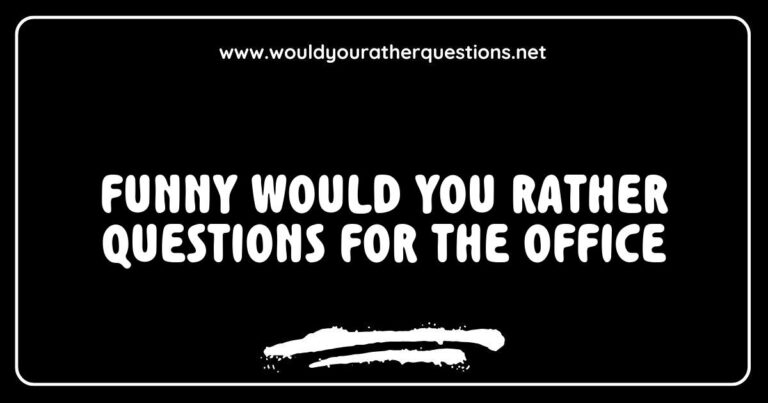 Group of colleagues laughing while playing a game of 'Would You Rather' with funny questions for the office, including humorous dilemmas like 'Would you rather have a job where you can only speak in rhymes or one where you can only communicate through dance?' and 'Would you rather have a coffee