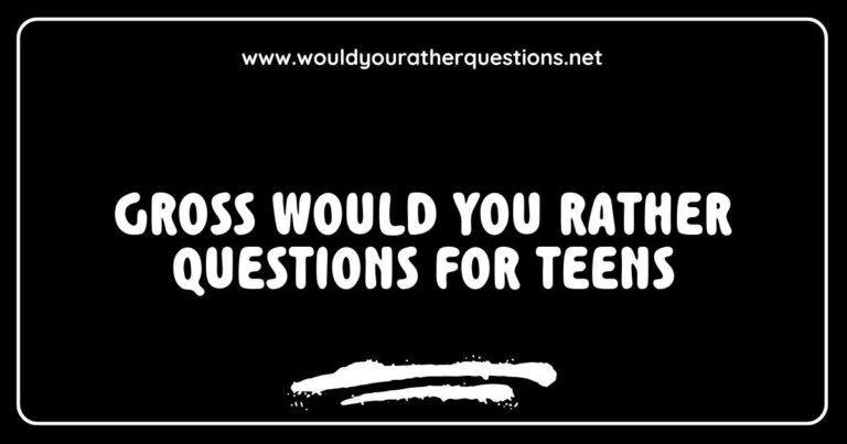Alt text: A group of teens laughing while discussing gross 'Would You Rather' questions, featuring ideas like 'Would you rather eat a bug or drink spoiled milk?' and 'Would you rather swim in a pool of slime or roll in mud?' This engaging image captures the fun and humor of playing