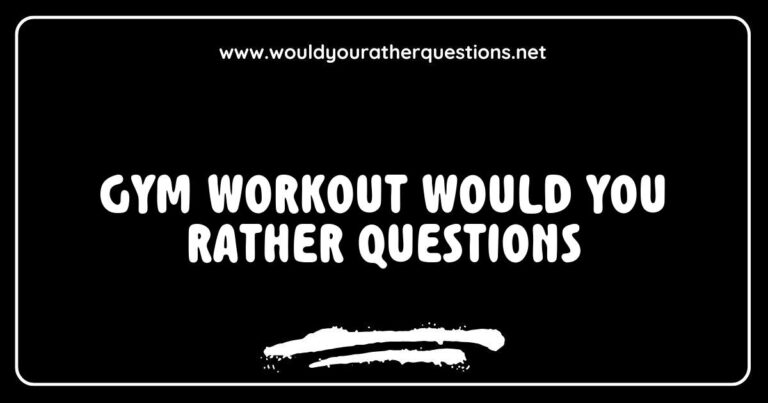 Engaging gym workout 'Would You Rather' questions displayed on a colorful poster, featuring prompts like 'Would you rather lift heavy weights or do high-intensity cardio?' and 'Would you rather train alone or with a partner?' Perfect for fitness enthusiasts looking to spark fun conversations during workouts.
