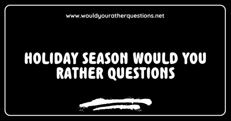 Engaging image of a cozy holiday gathering featuring friends laughing while playing 'Would You Rather' questions, with prompts like 'Would you rather have a snowball fight or build a snowman?' and 'Would you rather receive one big gift or multiple small gifts?' showcasing fun and festive conversation starters for