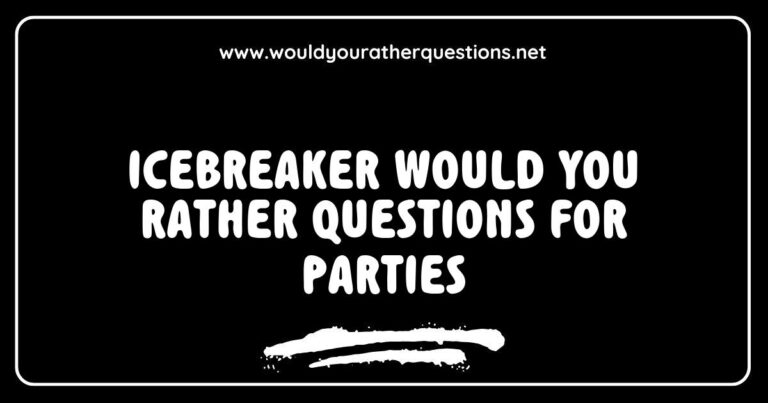 Engaging image showcasing a fun party setting with friends laughing and enjoying an icebreaker game, featuring 'Would You Rather' questions like 'Would you rather have the ability to fly or be invisible?' and 'Would you rather always speak your mind or never speak again?' Perfect for enhancing social gatherings,