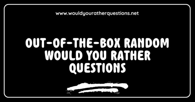 Colorful graphic featuring a collection of out-of-the-box 'Would You Rather' questions, showcasing intriguing options like 'Would you rather have the ability to fly or be invisible?' and 'Would you rather explore space or the deep sea?' Ideal for sparking fun conversations and creative thinking, this image