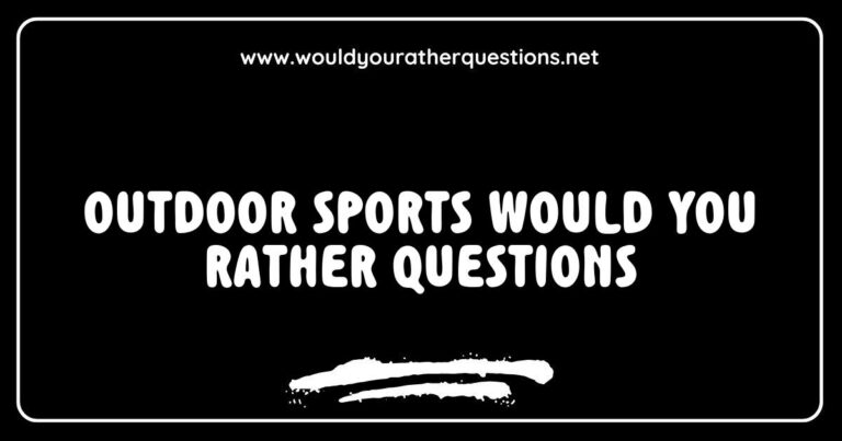 Group of friends engaging in outdoor sports while discussing fun 'Would You Rather' questions, such as 'Would you rather hike a mountain or bike through the forest?' and 'Would you rather play beach volleyball or go kayaking?' The image captures the excitement of outdoor activities and the camaraderie of making tough