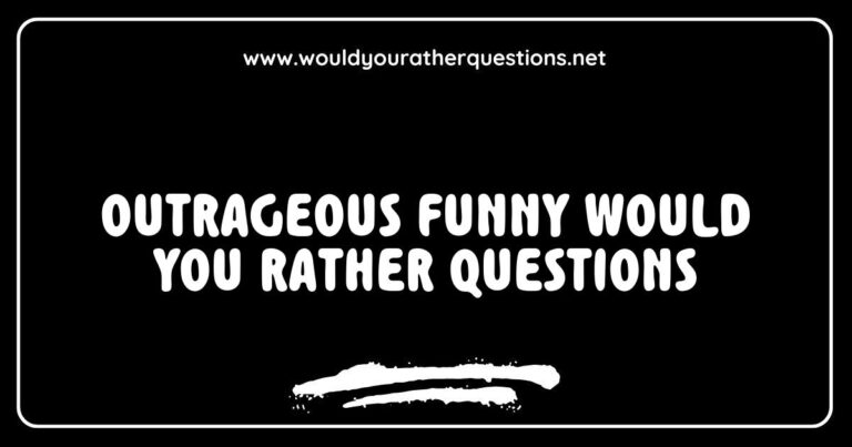 An amusing infographic featuring outrageous funny 'Would You Rather' questions, showcasing quirky scenarios like 'Would you rather fight one horse-sized duck or a hundred duck-sized horses?' and 'Would you rather always have to sing instead of speak or dance everywhere you go?' This vibrant image captures the hilarity of