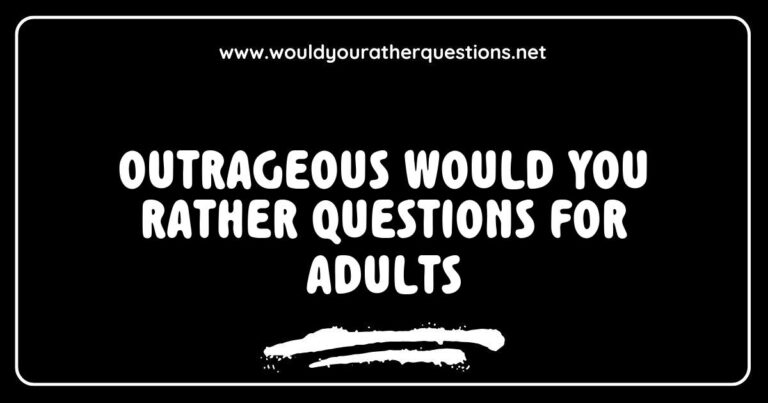 Image showcasing a group of adults laughing while discussing outrageous 'Would You Rather' questions, featuring prompts like 'Would you rather have the ability to fly or be invisible?' and 'Would you rather always be 10 minutes late or always be 20 minutes early?' This engaging scene captures the fun and