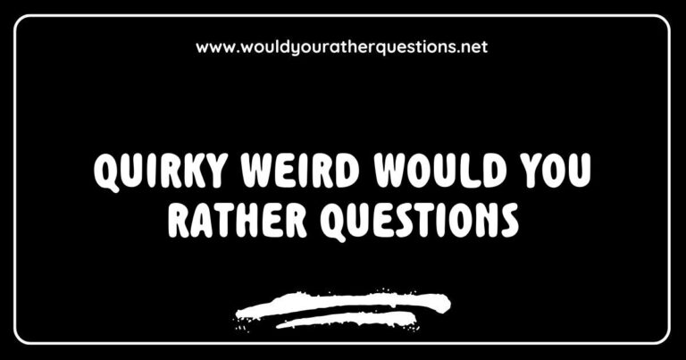 An engaging and colorful graphic featuring quirky 'Would You Rather' questions, such as 'Would you rather have the ability to talk to animals or be able to speak every language?' and 'Would you rather always have to sing instead of speak or dance everywhere you go?' This image showcases a fun and