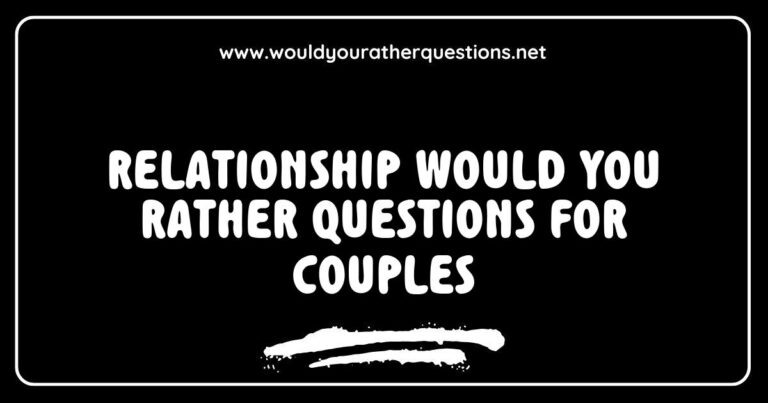 Couples engaging in fun and meaningful conversation with 'Would You Rather' questions, featuring prompts like 'Would you rather travel the world together or stay in one place for a year?' and 'Would you rather have a date night at home or at a fancy restaurant?' This image illustrates the idea of
