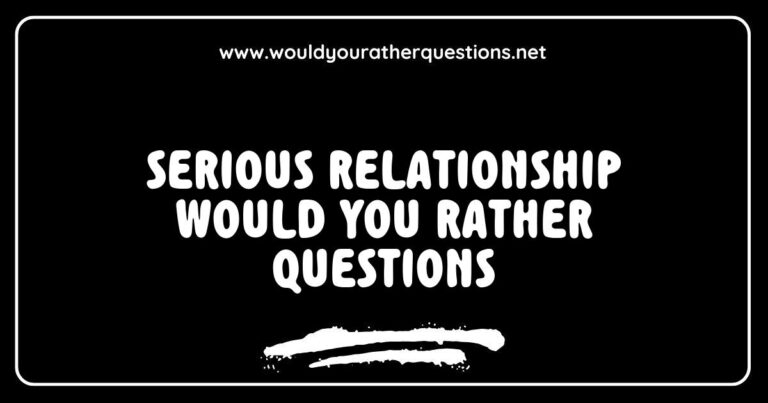 Couple discussing serious relationship 'Would You Rather' questions like 'Would you rather travel the world together or settle down in one place?' and 'Would you rather share all your secrets or keep some things private?' This image captures the essence of deep conversations that strengthen bonds in a serious relationship.