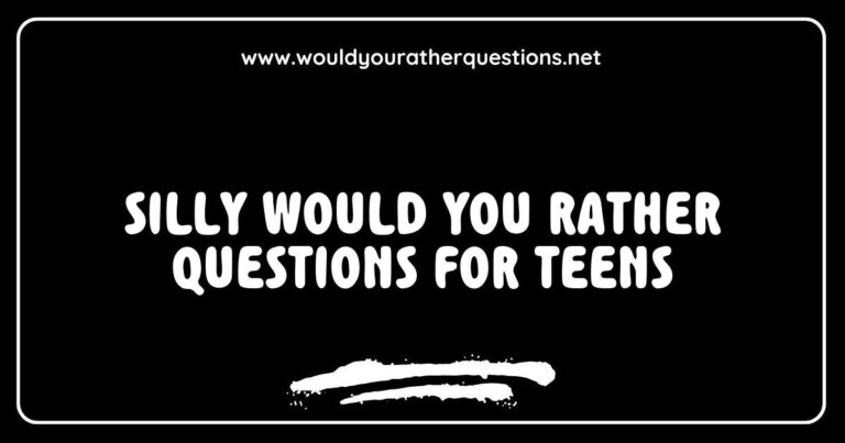 Alt text: A group of cheerful teens laughing while discussing silly 'Would You Rather' questions, such as 'Would you rather have a pet dinosaur or a pet dragon?' and 'Would you rather always have to shout or always have to whisper?' This engaging image captures the fun and creativity of '