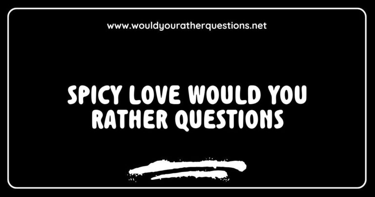 Engaging image featuring a vibrant game night setup with 'Spicy Love Would You Rather Questions' cards scattered on a table, inviting friends to explore fun and provocative scenarios like 'Would you rather kiss your crush in public or serenade them in private?' and 'Would you rather reveal your deepest secret
