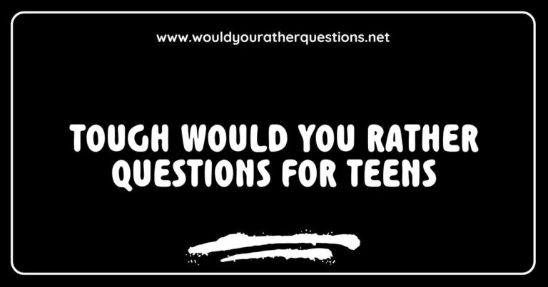 Group of teens laughing while discussing tough 'Would You Rather' questions, showcasing popular dilemmas like choosing between being famous or rich, facing embarrassing situations, and selecting a superpower. This image captures the fun and engaging atmosphere of teens exploring challenging 'Would You Rather' scenarios, perfect for sparking