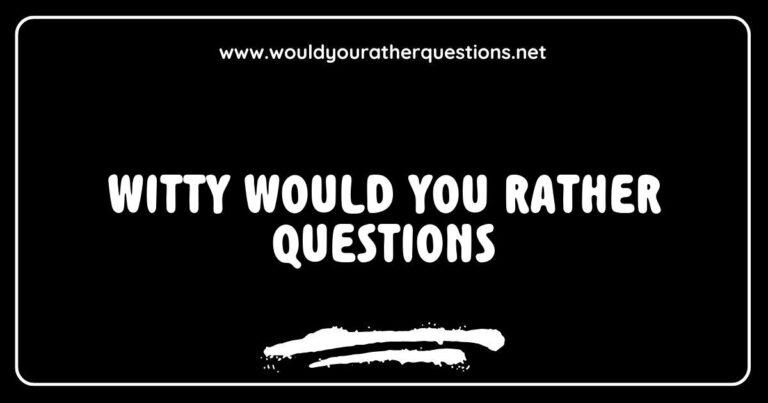 Engaging image featuring a colorful graphic of witty 'Would You Rather' questions, showcasing fun dilemmas like 'Would you rather have the ability to fly or be invisible?' and 'Would you rather always have to tell the truth or always lie?' This playful visual is perfect for sparking conversation and