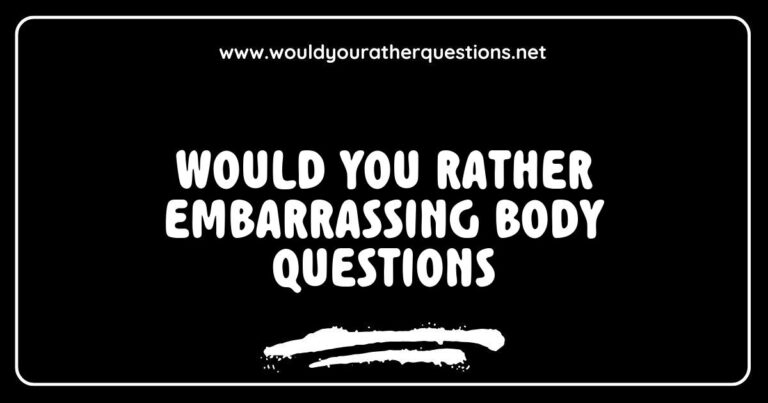 Alt text: A group of friends laughing and discussing 'Would You Rather' embarrassing body questions, featuring prompts like 'Would you rather always have to wear a swimsuit in public or have a visible pimple on your face?' This fun game encourages humorous conversations about awkward scenarios and body image, perfect for