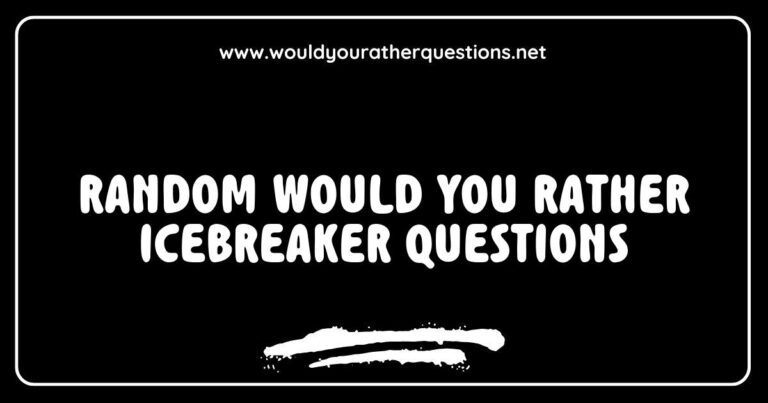 Colorful graphic featuring fun 'Would You Rather' icebreaker questions, showcasing options like 'Would you rather travel to the past or the future?' and 'Would you rather have the ability to fly or become invisible?'. This engaging image is perfect for sparking conversation and enhancing team-building activities with