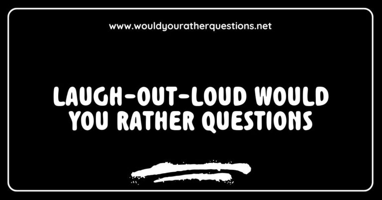 Colorful graphic featuring a playful layout of laugh-out-loud 'Would You Rather' questions, such as 'Would you rather fight one horse-sized duck or a hundred duck-sized horses?' and 'Would you rather always have to sing instead of speak or dance everywhere you go?' Ideal for parties and