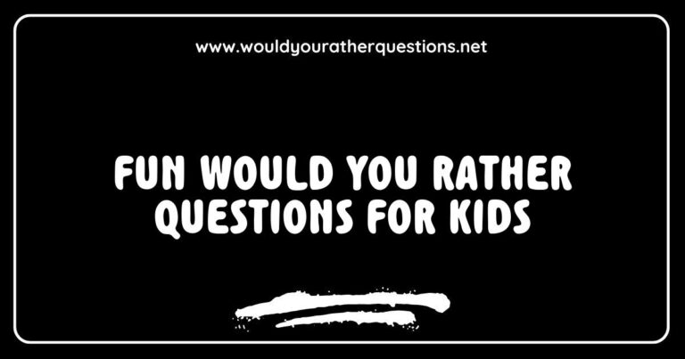 Colorful illustration of children laughing while playing 'Would You Rather' game, featuring fun would you rather questions for kids like 'Would you rather fly like a bird or swim like a fish?' and 'Would you rather have a pet dinosaur or a pet dragon?' This engaging image captures the joy of