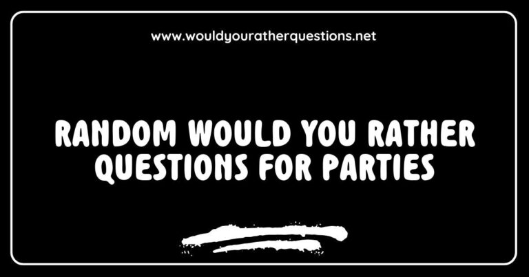 Image featuring a fun gathering of friends at a party, holding cards with various 'Would You Rather' questions like 'Would you rather have the ability to fly or be invisible?' and 'Would you rather always tell the truth or always lie?' This vibrant scene highlights engaging random 'Would You Rather'