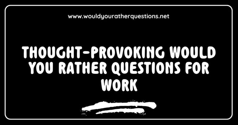 Alt text: A brainstorming session featuring colleagues discussing thought-provoking 'Would You Rather' questions for work, such as 'Would you rather have a flexible schedule or a higher salary?' and 'Would you rather work remotely or in the office?' This image captures an engaging work environment where team members explore creative