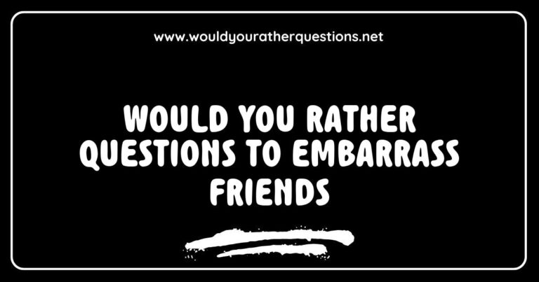 Group of friends laughing while playing 'Would You Rather' game with embarrassing questions, featuring prompts like 'Would you rather wear clown shoes to a party or a chicken costume to work?' and 'Would you rather sing karaoke in front of strangers or dance in public?' Perfect for sparking fun and hilar